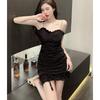 Xiaoxiangfeng temperament slim-fitting hip-wrapped skirt sweet and spicy pure desire drawstring suspender dress women's spring and summer  short skirt