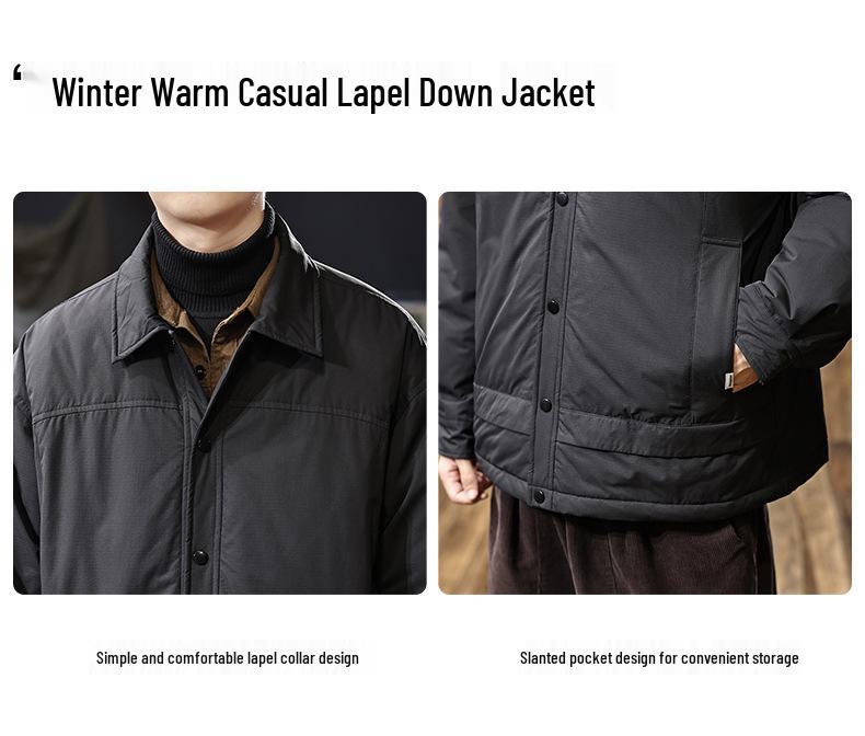 Men's 2025 Winter Lightweight Chinese Style Lapel Down Jacket With 90% White Duck Down