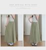 2025 Summer Women's Blue A-Line Pleated Midi Skort with High Waist and Wide-Leg Design