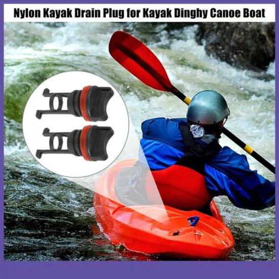 TWO Kayak Drain Plug Nylon Thread Drain Stopper for Kayak Boat Black Universal