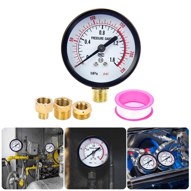 High Precise Pressure Gauge Set with 3Connectors Ensures Safe &Efficient Operations Of Air Compressors For Professional