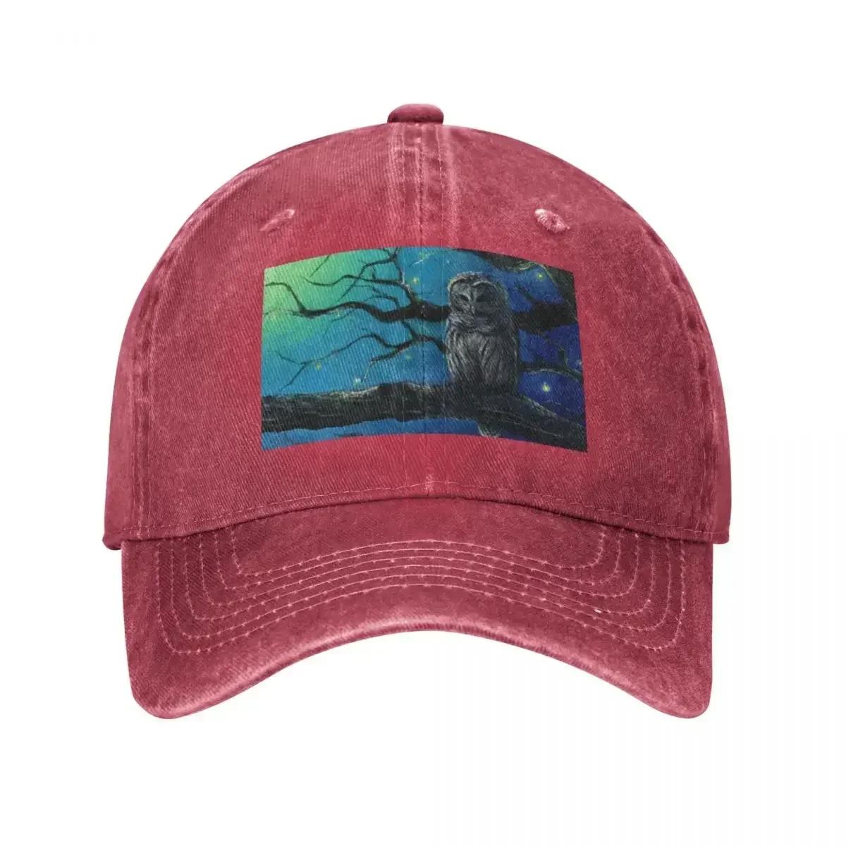 Starry Owl  Acrylic Painting of a Magical Night Baseball Cap Military Tactical Caps Christmas Hats UnisexS Baseball Cap WomenS
