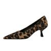 Banquet Leopard Print High Heels For Women With Thin Heels Pointed Toe Shallow Mouth Retro Single ShoesTemperament Fashion