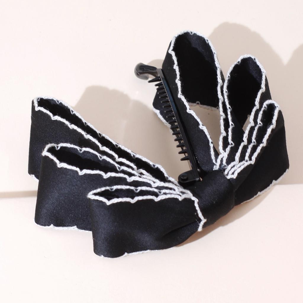 1PC Solid Color Fashion Fabric Bow Banana Hair Clips Hairpin for Women Back Head Ponytail Headdress Hair Accessories