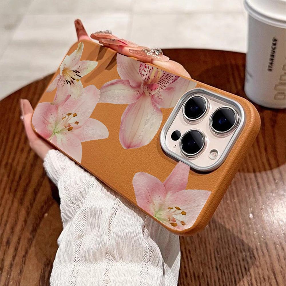 Elegant Pink Flower Pattern Phone Case For iPhone 17 16 15 14 Pro 13 12 11 Pro Max 17 Air 14 15 Plus Shockproof Soft Cover