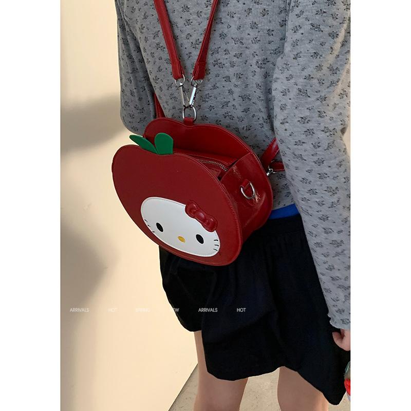 Cute cartoon red apple casual small backpack bag women 2025 new fashion backpack versatile shoulder messenger bag