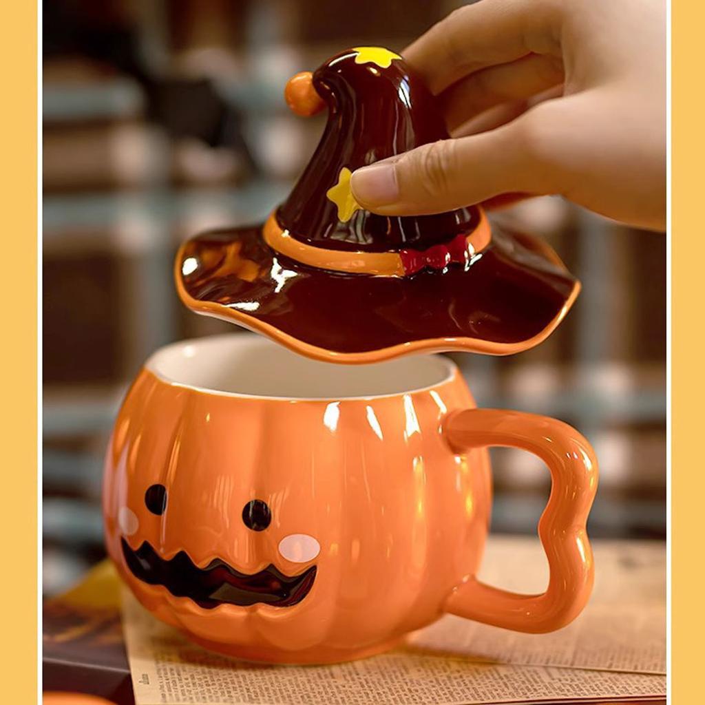 Halloween Pumpkin Mug Decoration, Cute Pumpkin Mug, Ceramic Pumpkin Coffee Mug, Suitable For Men, Women, Friends, Colleagues, Children And Birthdays
