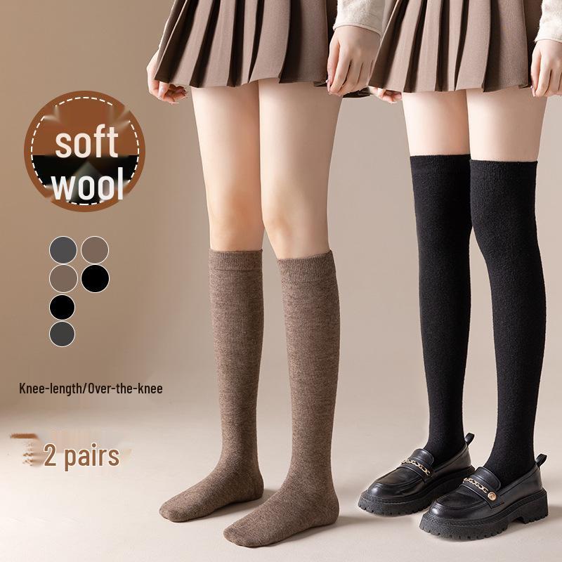 

Женские модные нескользящие носки до бедра из мериносовой шерсти Gray Calf Socks 1 Pair