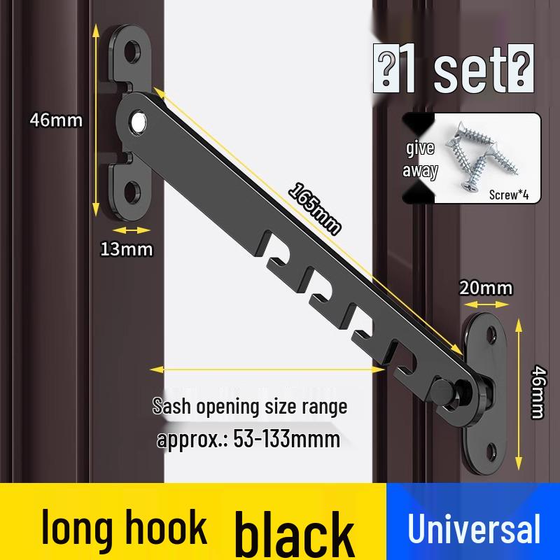 Child Safety Lock for uPVC/Aluminum Doors and Windows - Windproof Support Hook