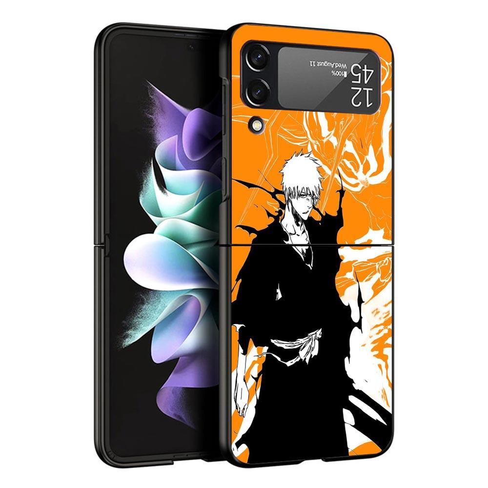 Kurosaki Ichigo Bleach Black Phone Case For Samsung ZFlip7 ZFlip6 ZFlip5 ZFlip4 ZFlip3 5G Hard Protective Galaxy Z Flip 3 4 5 6