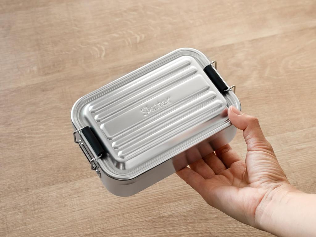 Skater Aluminum Lunch Box AFT6B-A 600ml Fluffy Serving Silver