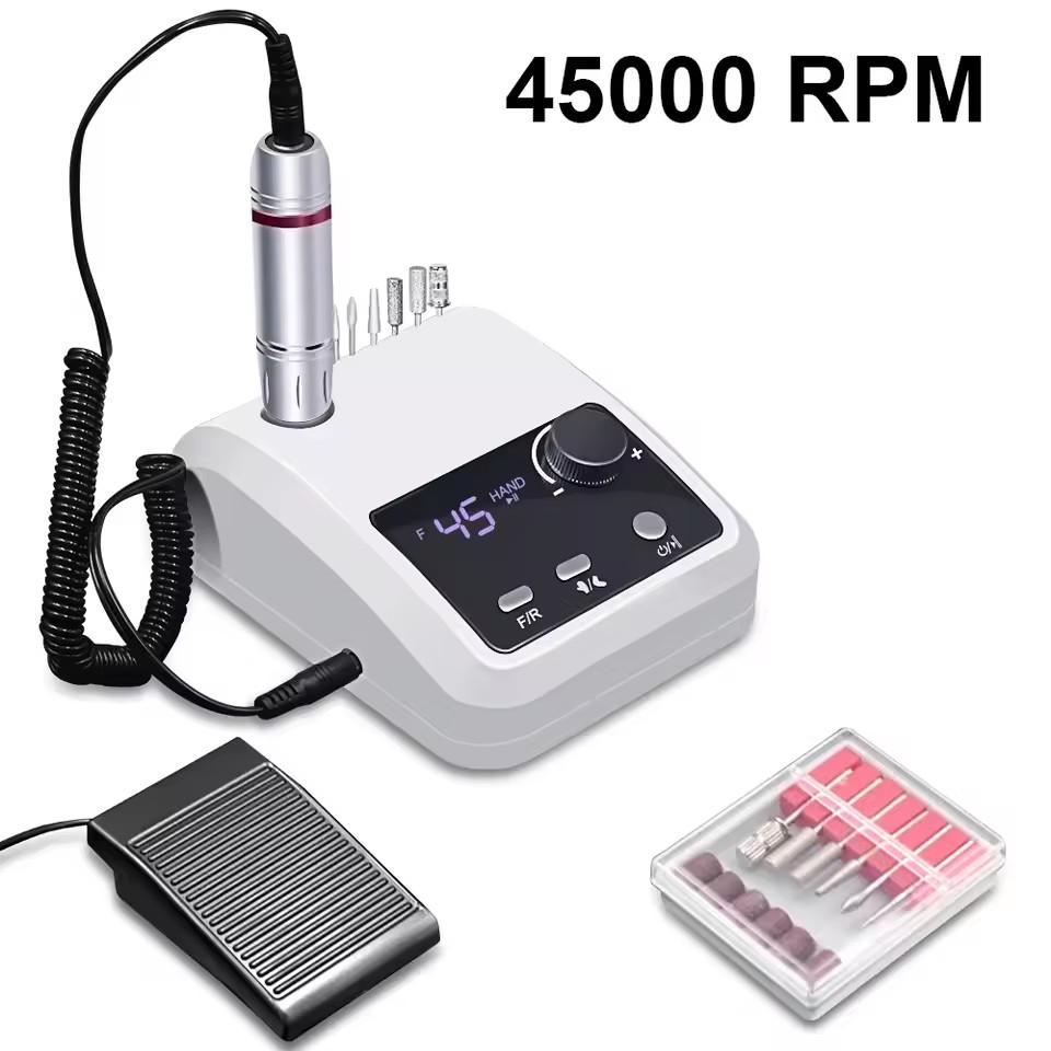 45000 RPM Electric Nail Drill Machine for Nails Electric File HD Display Metal Manicure Pen Professional Nail Lathe Sander