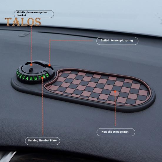 Πατάκι Αυτοκινήτου Πολλαπλών Λειτουργιών Αντιολισθητικό με Αριθμό Στάθμευσης για Προσωρινή Στάθμευση, Ταμπλό Αυτοκινήτου, Περιστρεφόμενη 360 Μοιρών Θήκη Κινητού Τηλεφώνου