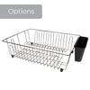 Large Wire Dish Rack Kitchen Organizer Drying Rack with Cutlery Cup Countertop Storage Black Chrome Rust Resistant Metal