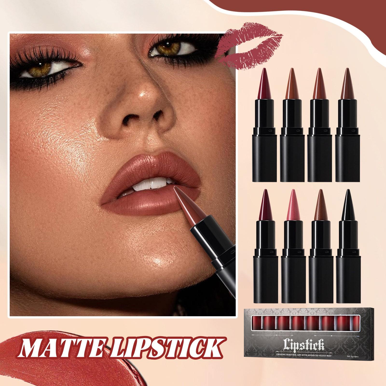 

2-in-1 gradient lip liner 8-color set (8pcs) One Size білий
