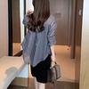 Women Sun Protection Shirt Lapel Long Sleeve Back Lace-up Chiffon Tops Solid Color Single Breasted