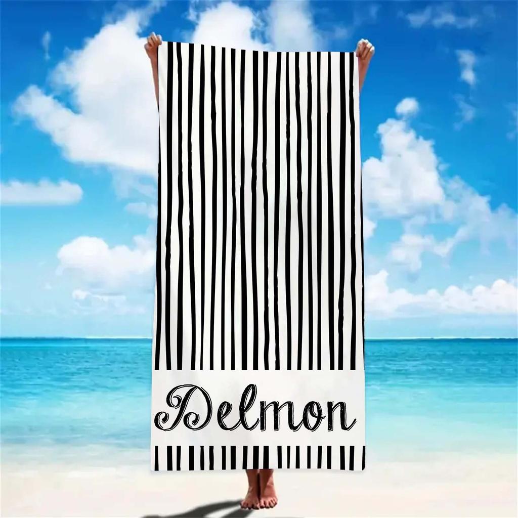 Personalized Girls Beach Towel With Name Custom Beach Towels Striped Pool Towel with Logo Text For Wholesale Beach Accessories