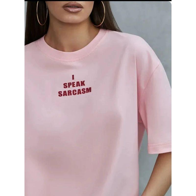 Loose Printed T-shirt Top Western Style New Fashion Print Letter Loose Cotton T-shirt Top