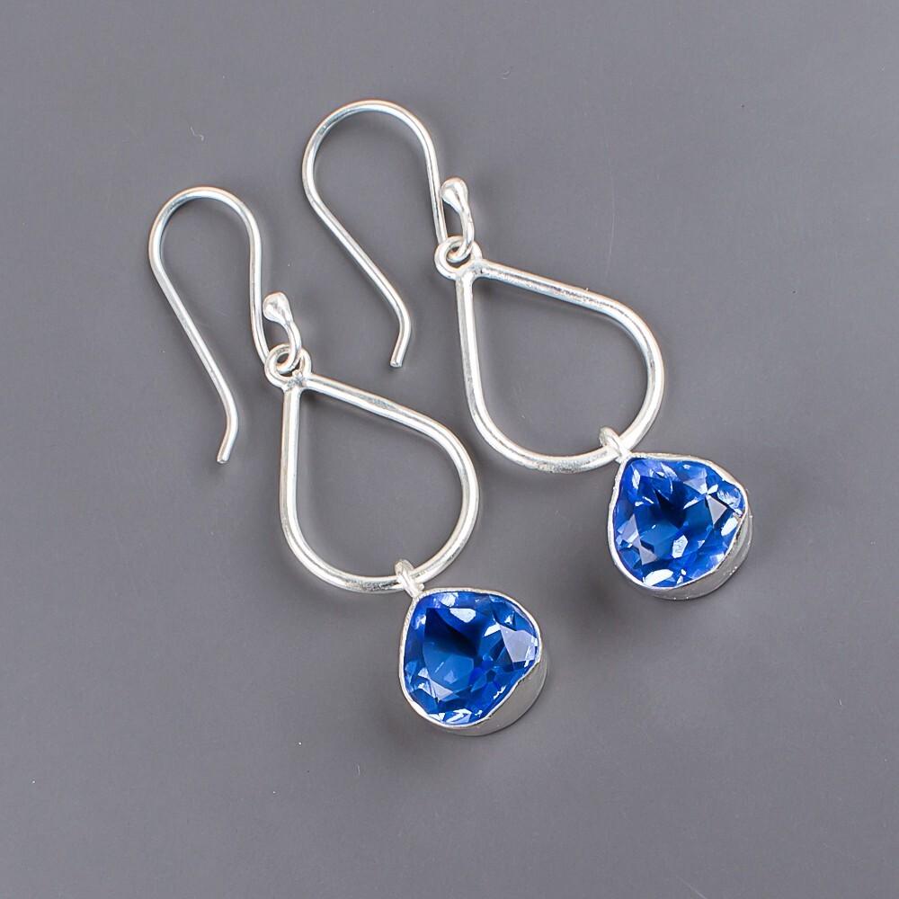 Tanzanite Gemstone 925 Sterling Silver Jewelry Handmade Women's Earrings 1.90" EE-19-1
