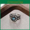 Elegant Geometric Style Open Ring For Women Vintage Punk Hollow Zircon Jewelry Piece