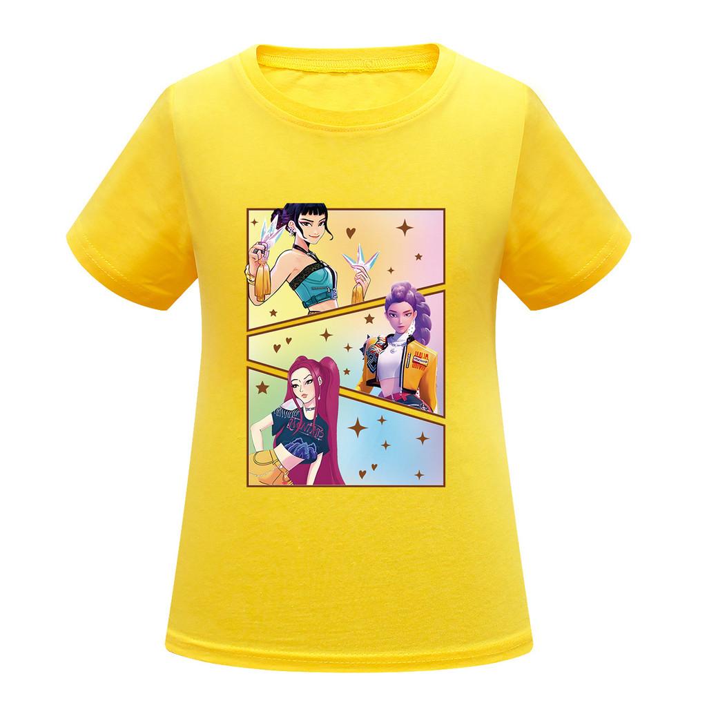 Kids Girls Anime Cartoon K-POP Rumi Zoey Mira Printed Casual Short Sleeves T-Shirt Top