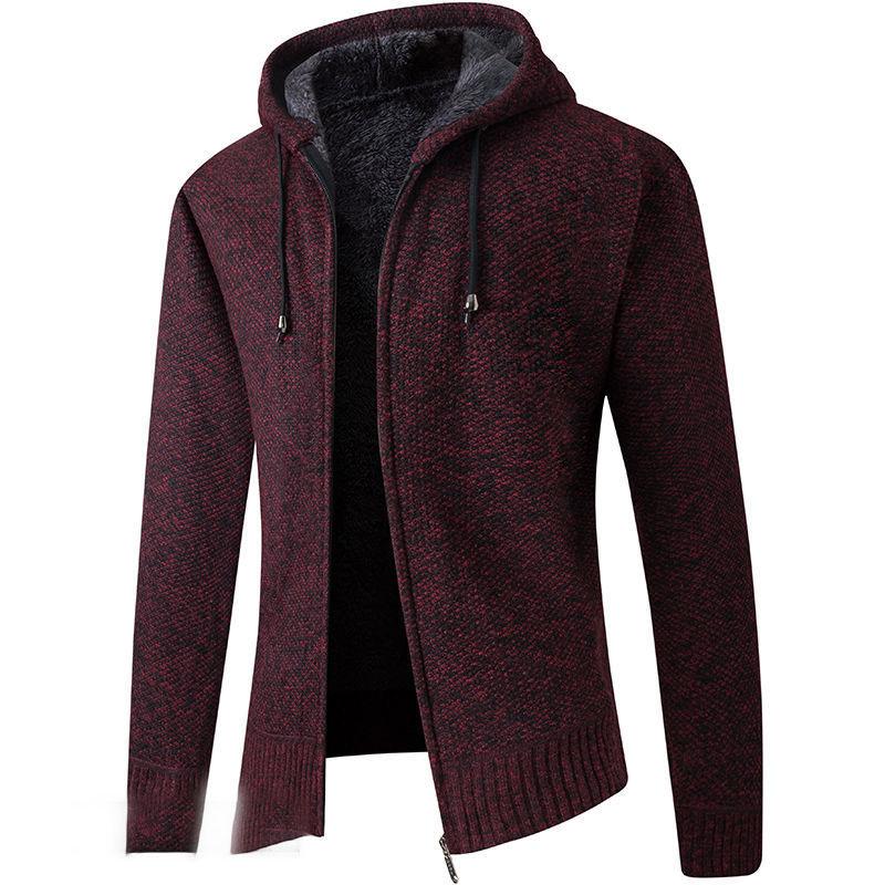 Pánský zimní kabát plus sametový zahušťovací móda pletený svetr kabát cardigan pro udržení tepla