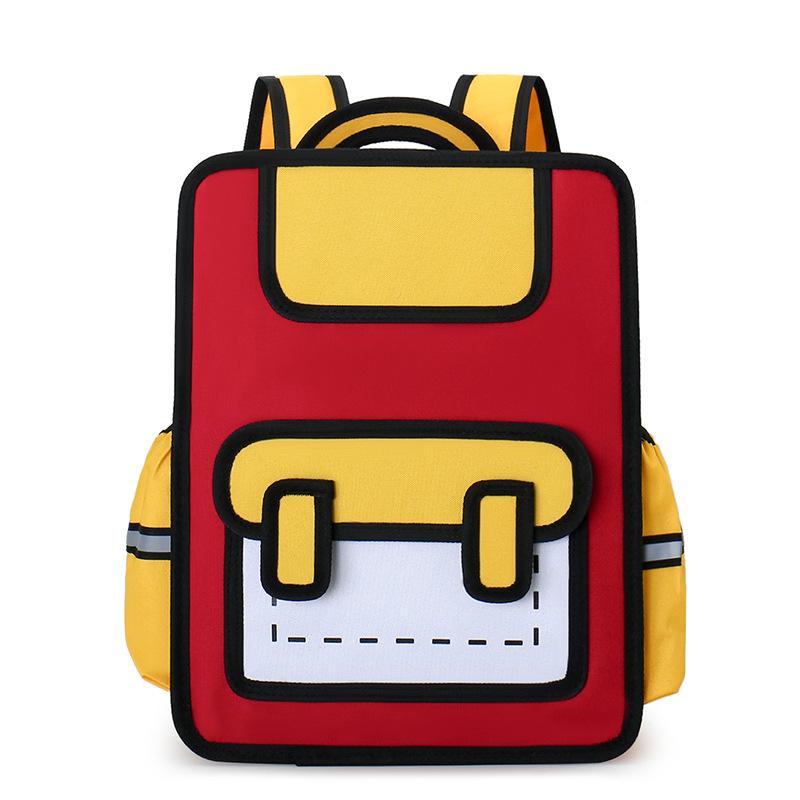 Schoolbag two-dimensional element 1D backpack 1D three-dimensional first, second and third grades boys, girls, children's school bag cartoon