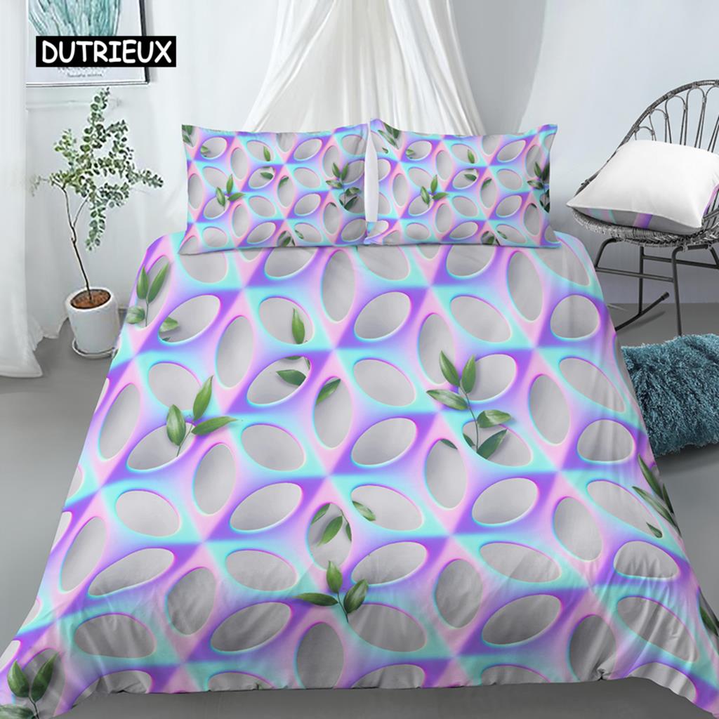Set Copripiumino Geometrico Misura King Bianco Tonalità Oro Set Biancheria da Letto Bohemien Copripiumino Morbido con Federa Copripiumino Singolo