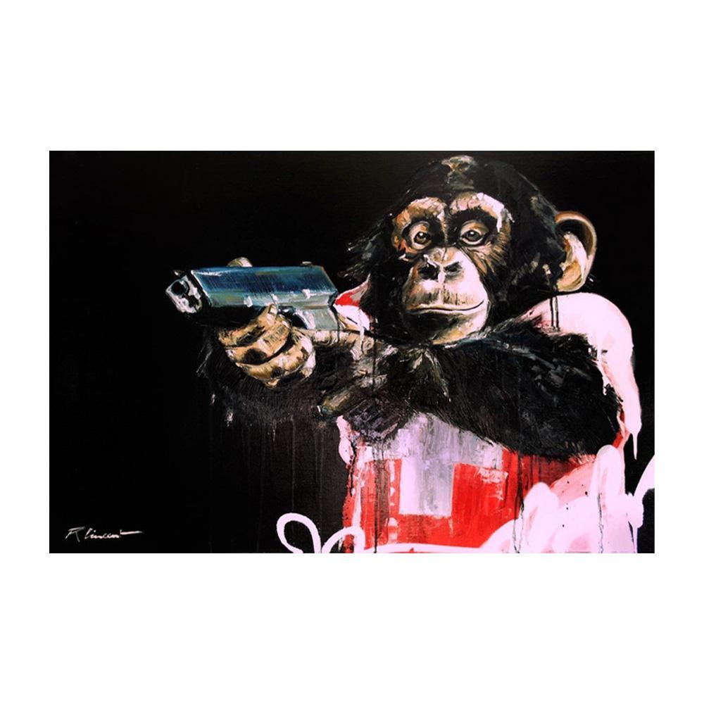 

Граффити-постер Banksy Street Art Смешная обезьяна Картина на холсте Печать Настенное искусство для домашнего декора спальни 20x30cm