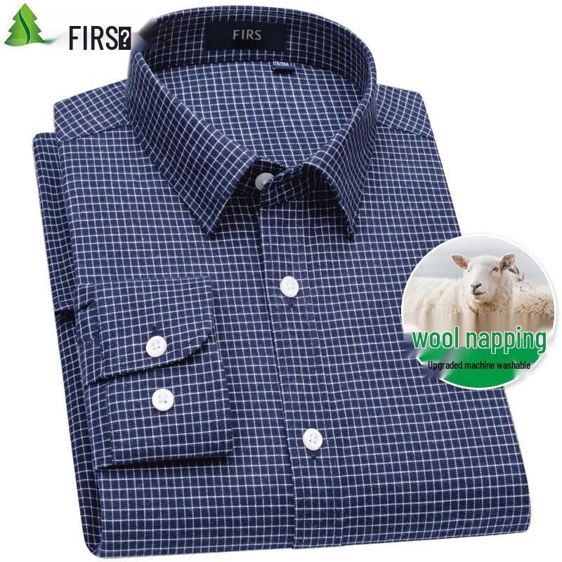 Men's Merino Wool Blend Brushed Long-Sleeve Shirt