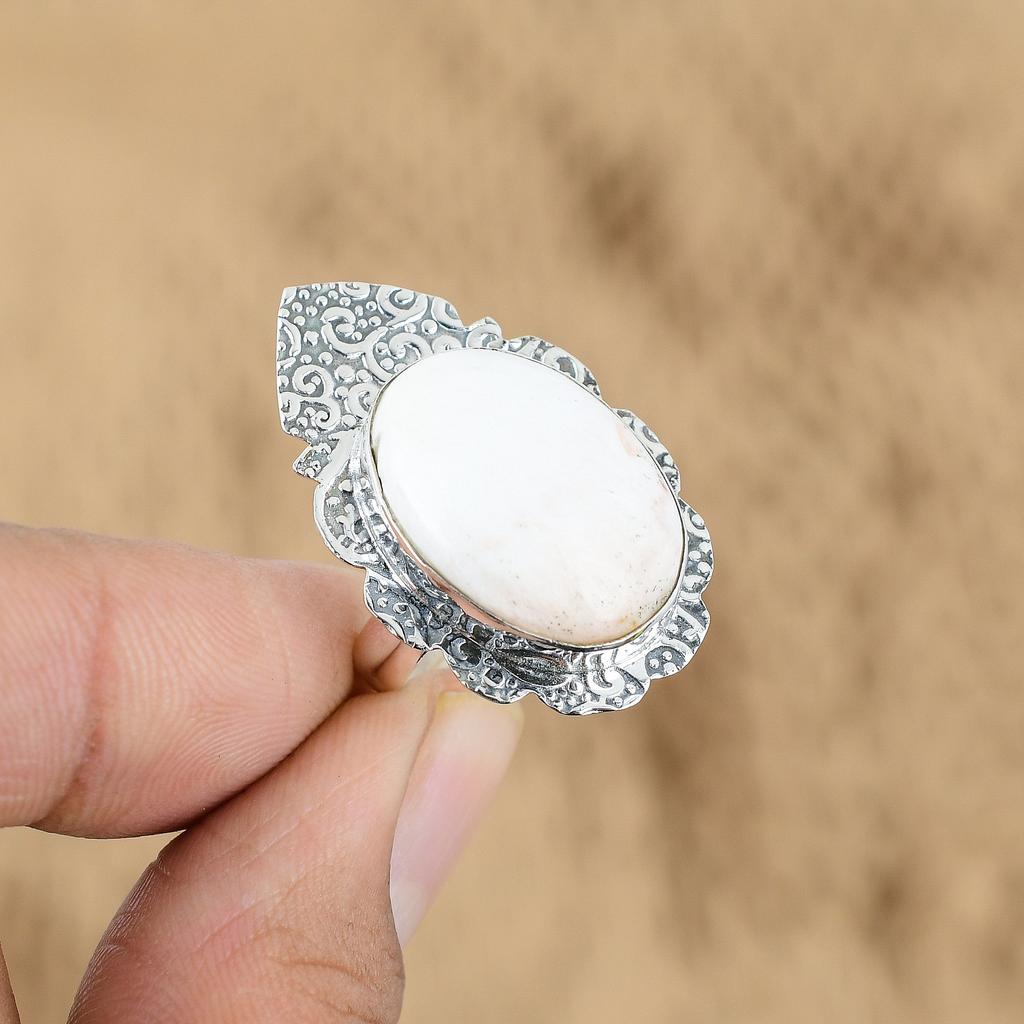 Mothers day Deal Scolecite Stone Handmade Wife Ring Jewelry 925 Sterling Silver