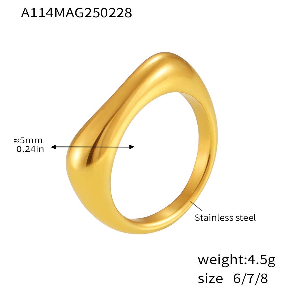 Qiong Yao 18K Gold Plated Twisted Pattern Stainless Steel Ring Size 8