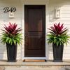 Spring Summer Seasonal Wreath Artificial Fern And Red Dracaena Plants, UV Resistant Decorative Faux Plant, Home Accents Realistic Plants for