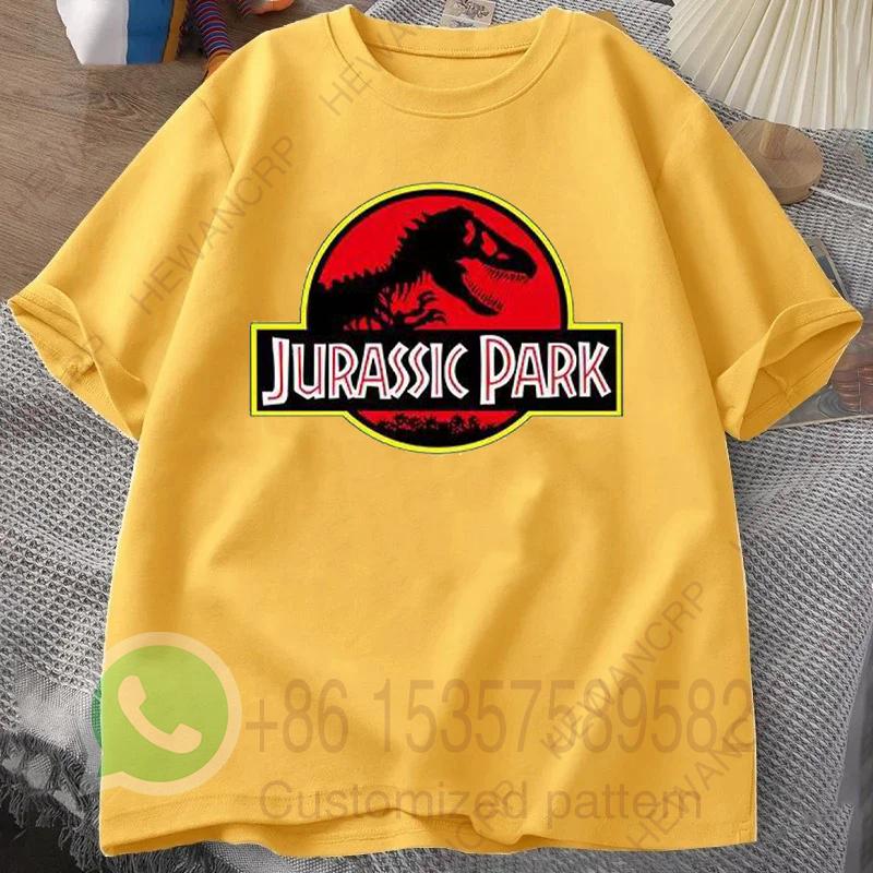2023Jurassic Park T Shirt Men 100% Cotton Printed T-Shirt Casual Funny Tops Jurassic World Tees Short Sleeve Cool Tshirt