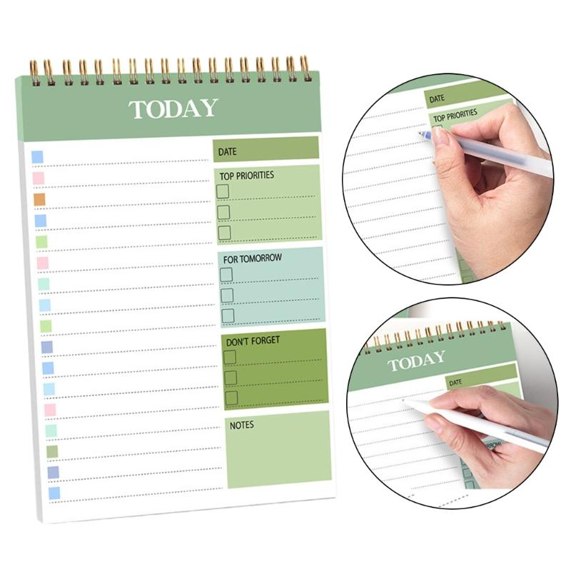 Twin Wire Binding Planner Notebook 104 Pages 5.5x8.66Inch Portable Journal Daily Planner Writing Notepads For Planning
