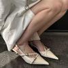 Summer Fashion Sexy Pointed High Heels Casual Shallow Sandals Elegant Buckle Decorative Thin High Heels Black Women's Shoes