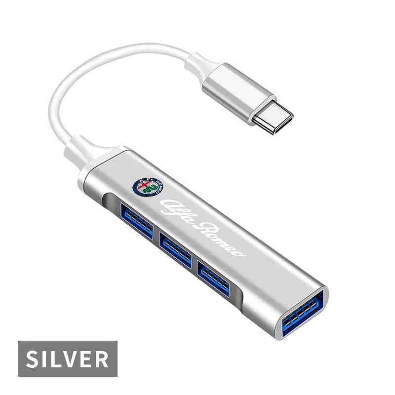 Car Stickers For Alfa Romeo Car 4 Port USB Type-C High speed conversion Adapter Auto Accessories For Alfa Romeo serpent Giulia 1