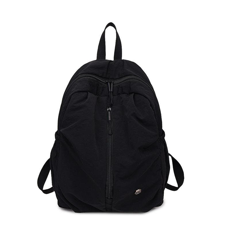 Schoolbag New Autumn and Winter Versatile Backpack Women's Bag Folded Travel Backpack Light Casual Simple Washed Cloth Casual School Bag