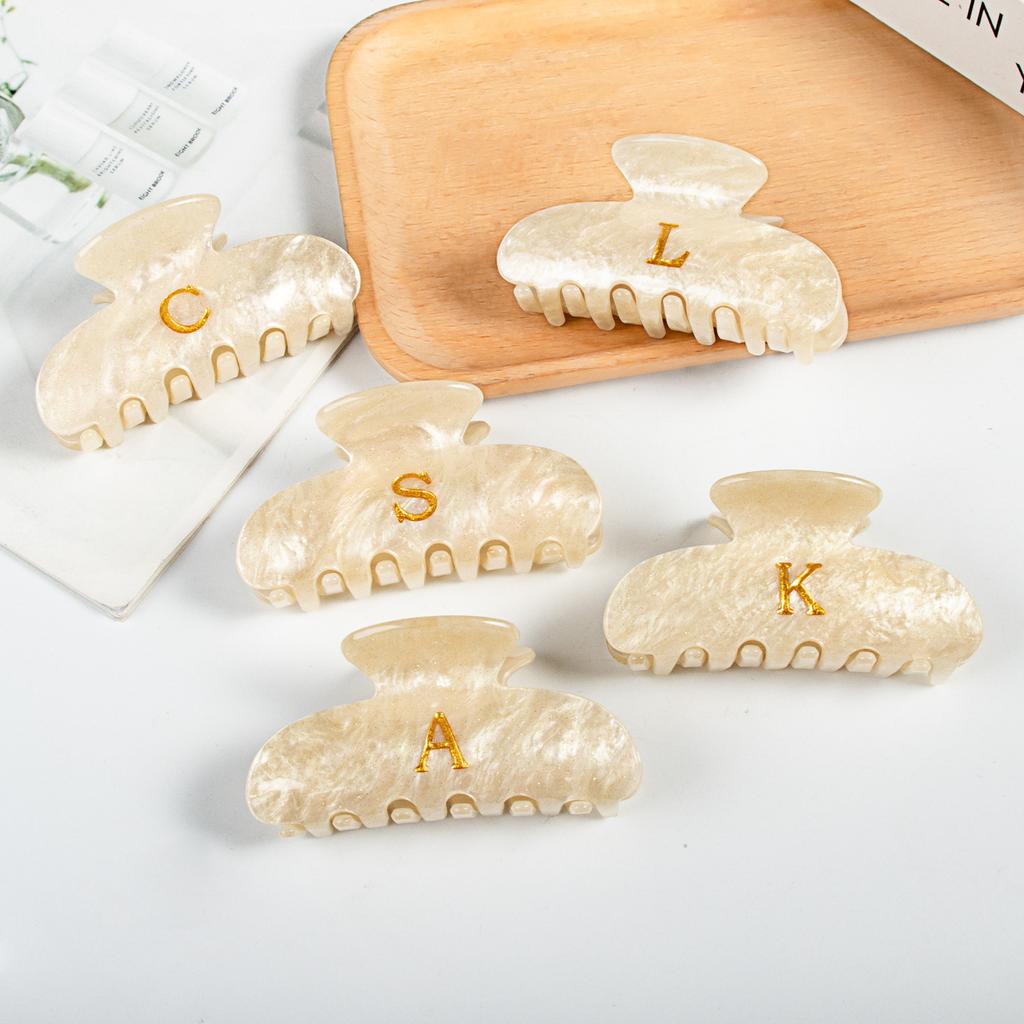Golden Letters Hair Claw Personality Design Acrylic Hair Claw Clips Hair Accessories for Women Girls