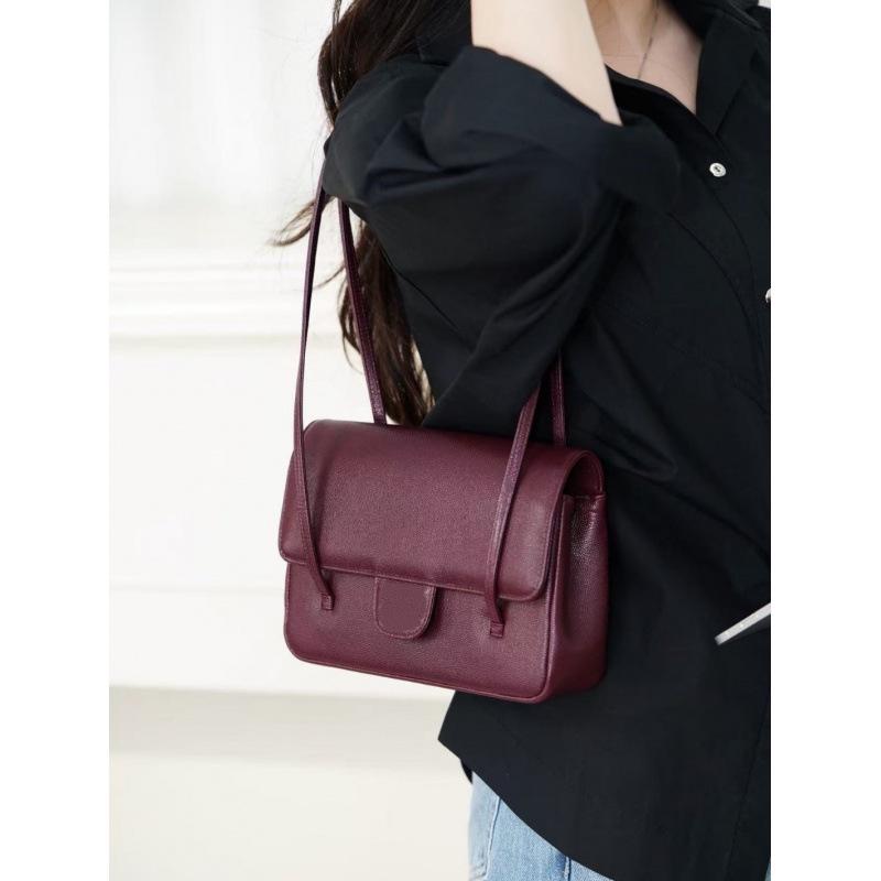 26P Preppy CoCo Genuine Leather Underarm Baguette Handbag