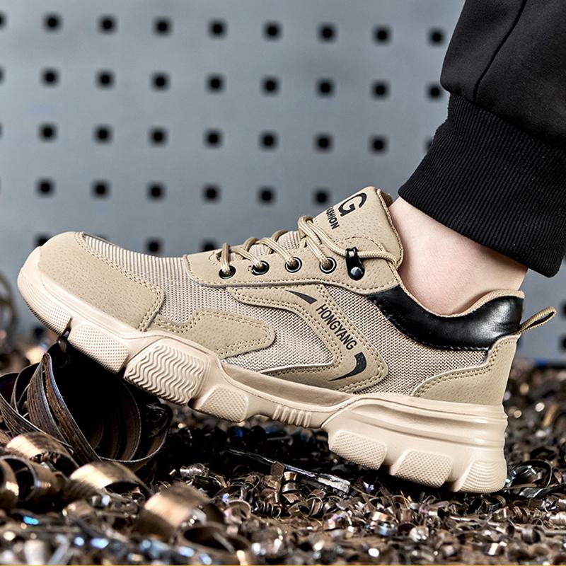 Oulylan  Men's Safety Shoes Anti-Smash Anti-Puncture Summer Breathable Work Shoes Lightweight Anti-Slip Construction Shoes