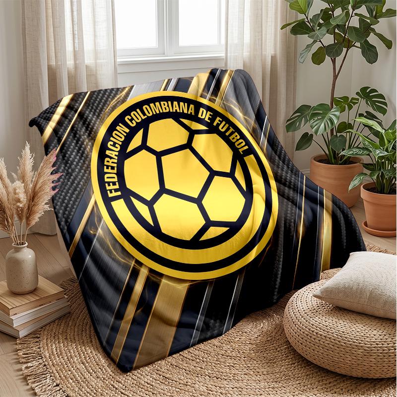 Colombia Football Printed Flannel Blanket Skin Friendly Warm Decorative Throw for Indoor Couch Bed Daily Use