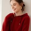2024 Women's Autumn/Winter Cashmere Hooded Ribbed Sweater with Drawstring, 12 Gauge Knit