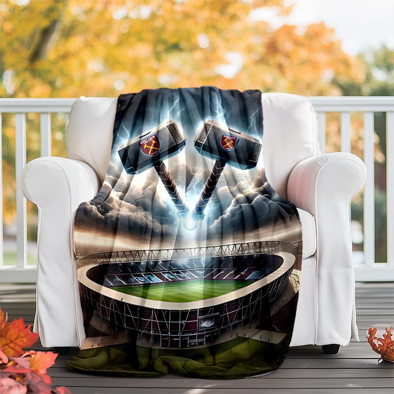 1pc Football Team (41) Theme Blanket - Digital Print, Polyester, Cozy for All Seasons, Perfect for Outdoor, Camping, and Travel