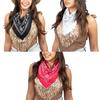 Festival Fringe Bandana Scarf Square Neck Scarf with Gold Trim for Party Costume Photo and Concert Outfit Use Daily