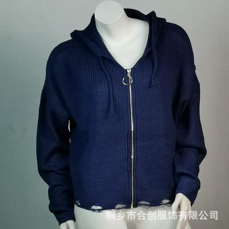 Damen S Kapuzenpullover mit Reißverschluss Lockerer Schnitt Unregelmäßiger Pullover
