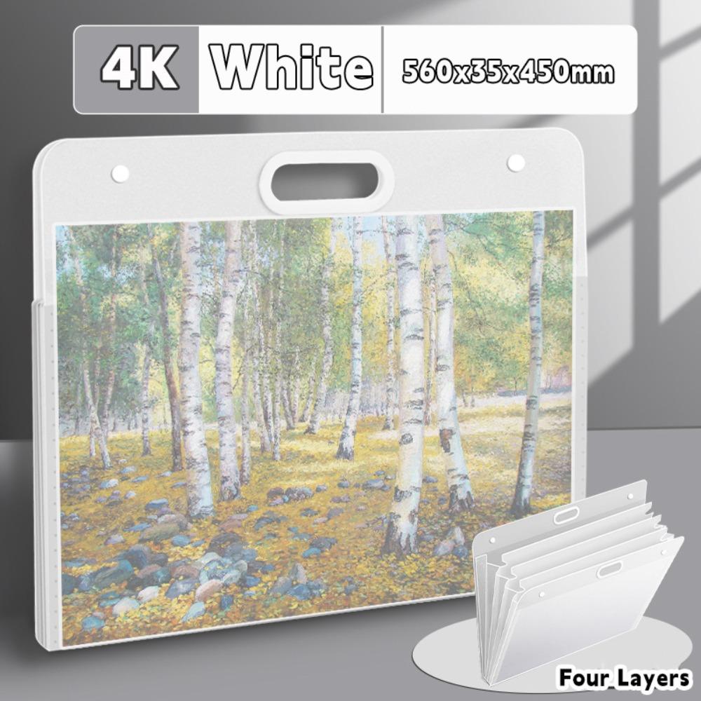A2/A3/A4 Aktenordner Vier Fächer Wasserdichte Malpapier-Aufbewahrungstasche Tragbar 4K/8K/16K Fotoalbum Schülergeschenk Zeichenbeutel