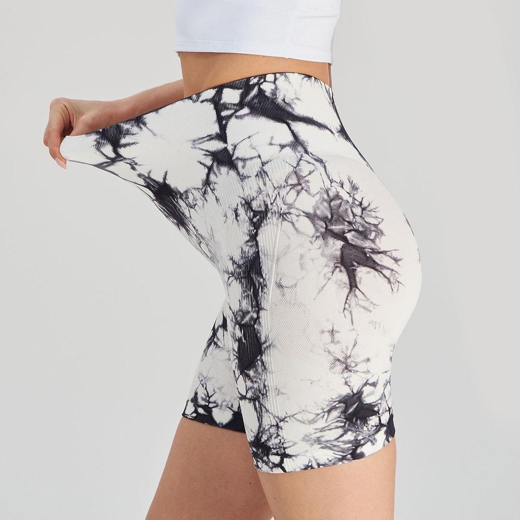 High Waist Tie-Dye Yoga Shorts for Women - Tummy Control & Butt Lift, Sports Fitness Style