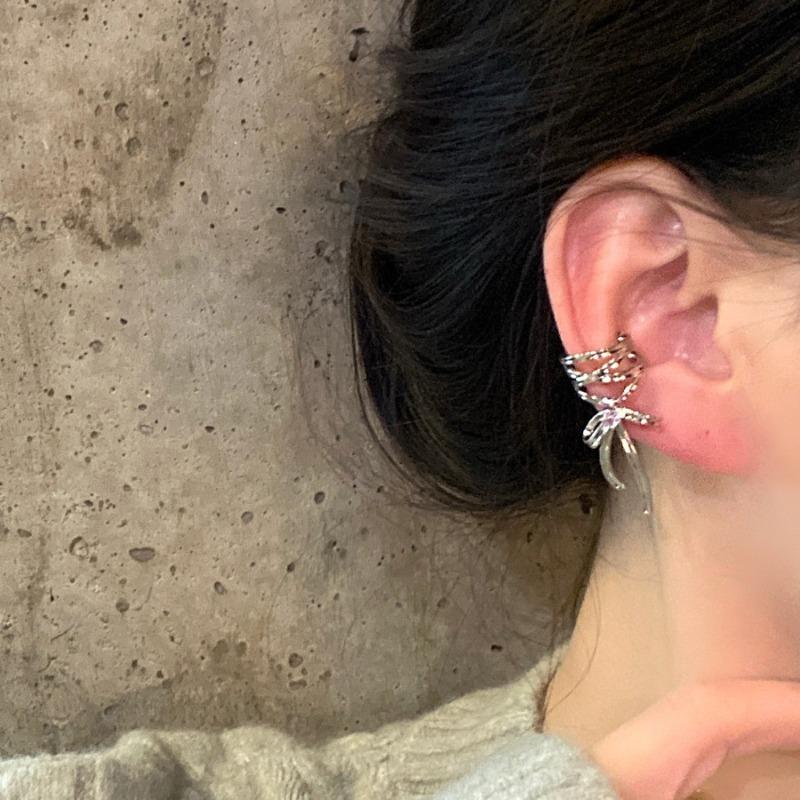 2026 new silver earrings plain ring earrings women's high-end sense niche temperament large circle earrings
