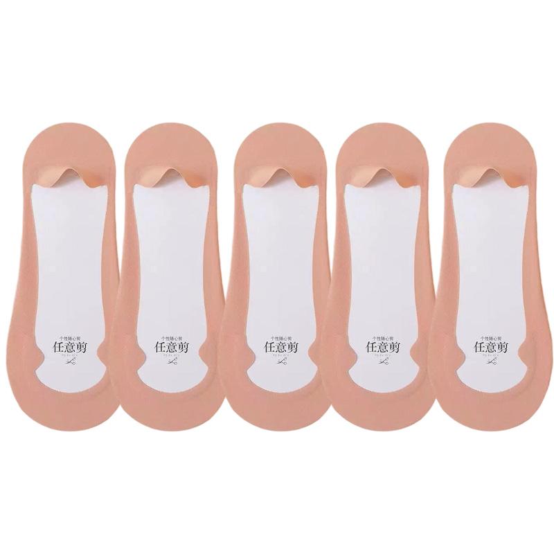 1/5pairs Fashion Women Solid Color Thin Boat Sock Summer Invisible Non Slip Absorbing Short Sock Breathable Soft Ice Silk Sock